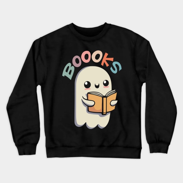 Boooks - Cute ghost reading a book Crewneck Sweatshirt by PrintSoulDesigns